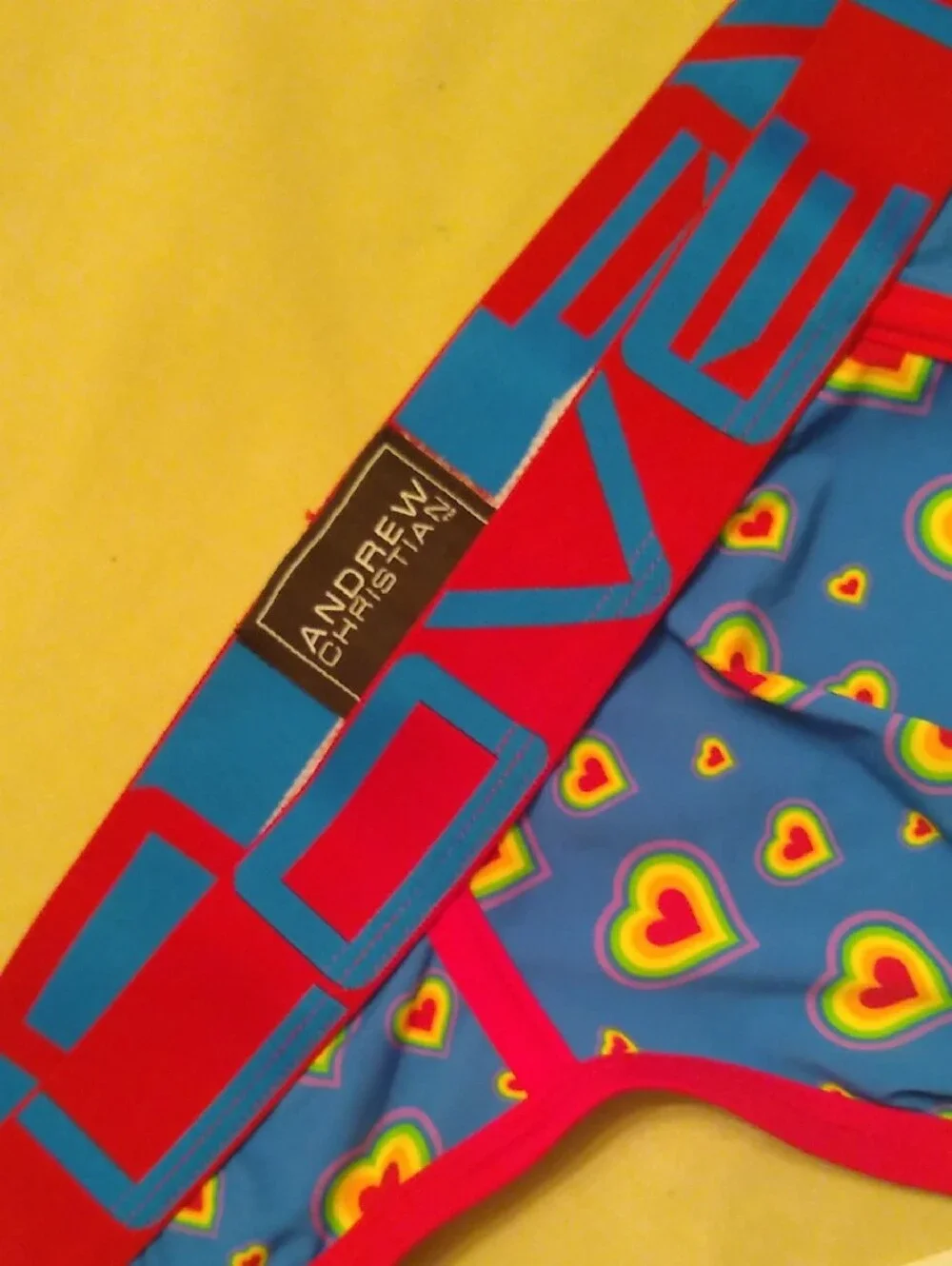 Andrew Christian Buttless Briefs with Neon Rainbow Hearts🏳️‍🌈